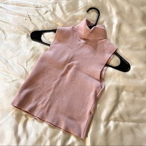 pink turtleneck tank top